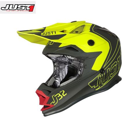 Casco JUST1 Kid J32 VERTIGO Gris/Rojo/Amarillo Flu