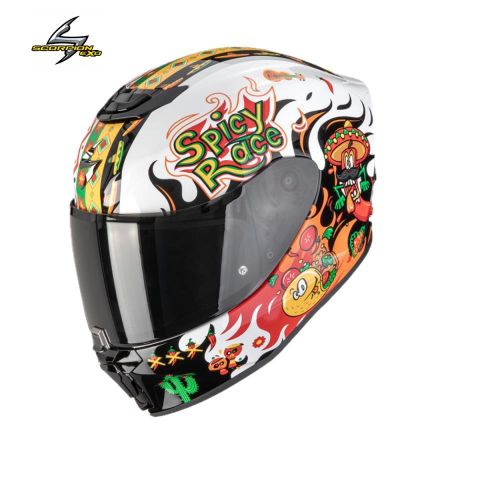 Casco SCORPION EXO-Junior Air YUCATAN Blanco-Naran