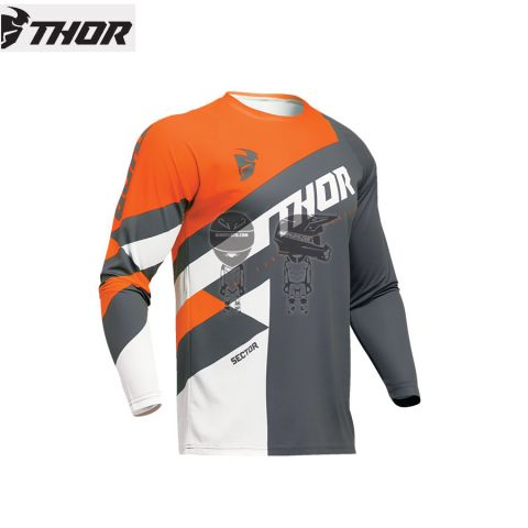 Camiseta THOR S23 Checker Youth Naranja/Gris