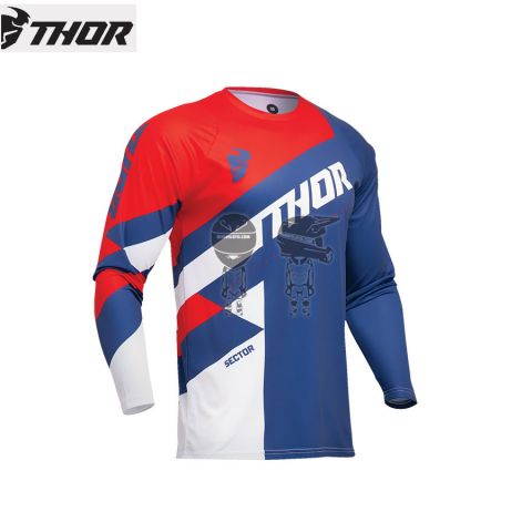 Camiseta THOR S23 Checker Youth Roja/Azul