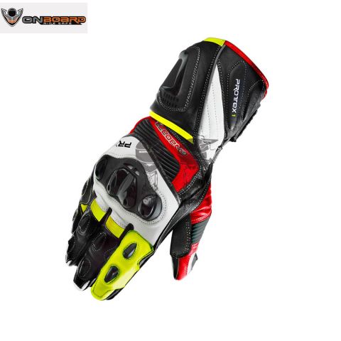 Guantes ON BOARD Piel PRX-1 CE Negro/Rojo/Fluor